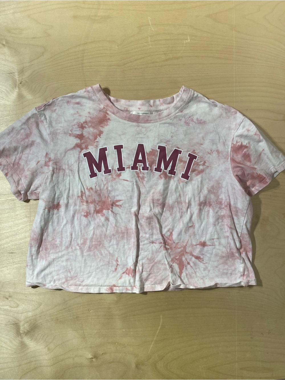 No Comment Plus Miami Tie-Dye Cropped Tee in Pink 1X (SO) - Picture 1 of 7